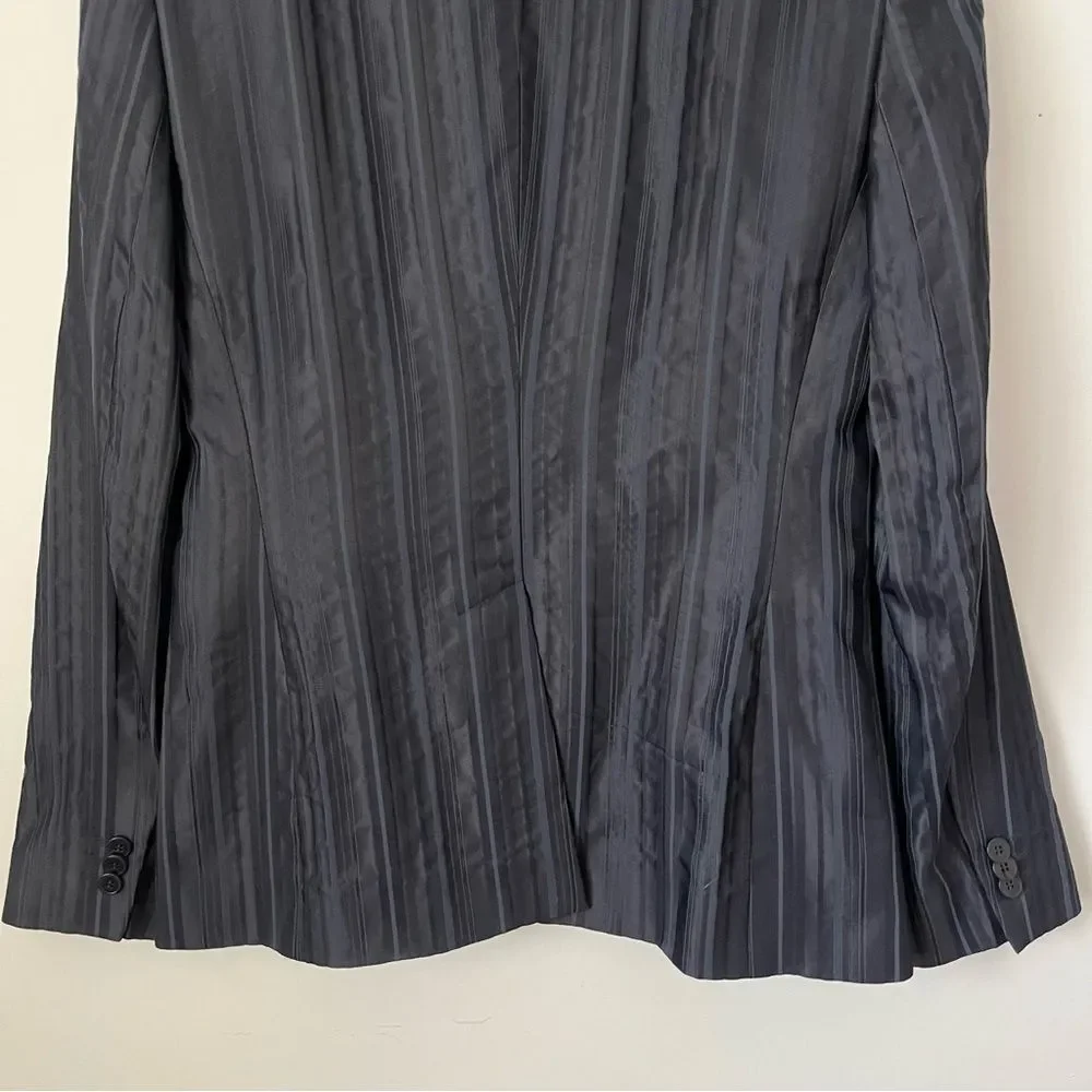 Massimo Dutti 2000s Vintage Textured Navy Blue Striped Blazer Jacket EU Sz 40/30